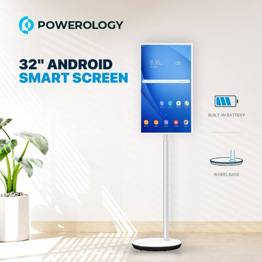 Powerology 32-inch Smart Android Display from TaMiMi Projects in Qatar. FHD resolution, 60Hz refresh rate, powerful speakers, and Android 12.