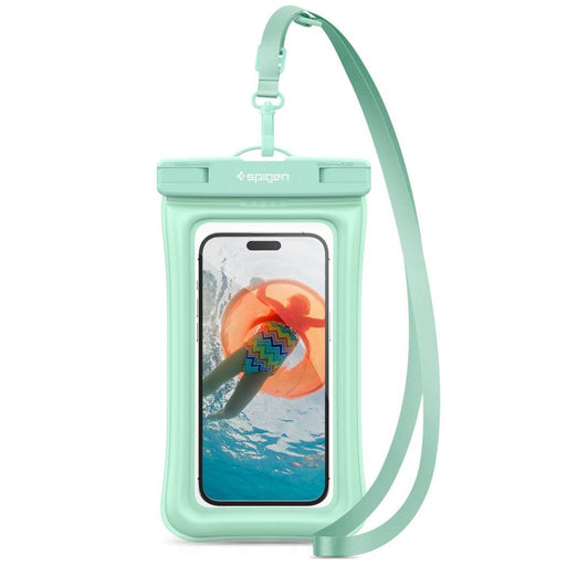 Spigen A610 Universal Waterproof Case - Designed for mobile devices up to 8.2 inches, IPX8 certified, includes lanyard.