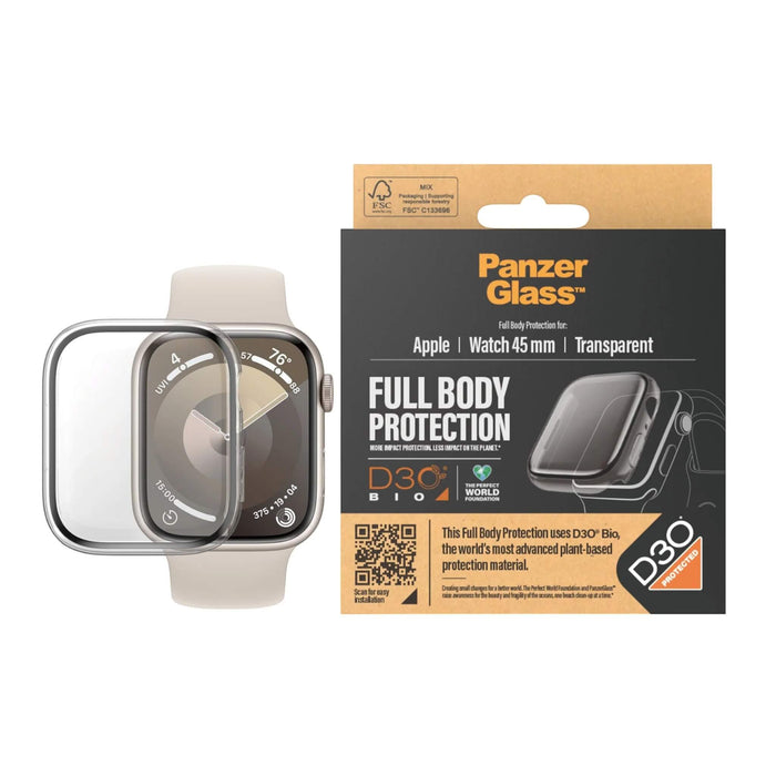 PanzerGlass® Full Body Screen Protector for Apple Watch Series 9 with D3O® | 45mm | Transparent from TaMiMi Projects in Qatar.