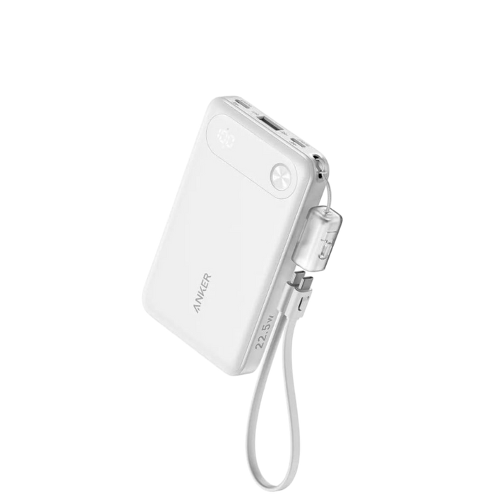 10,000mAh power bank with 22.5W fast charging, lanyard design, compact size, charges iPhone 15 and Galaxy S23, available at TaMiMi Projects Qatar.