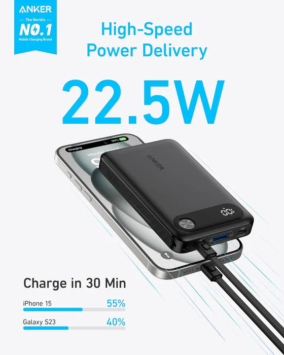 10,000mAh compact power bank with 22.5W PD charging, built-in lanyard, and 12-month warranty from TaMiMi Projects Qatar.