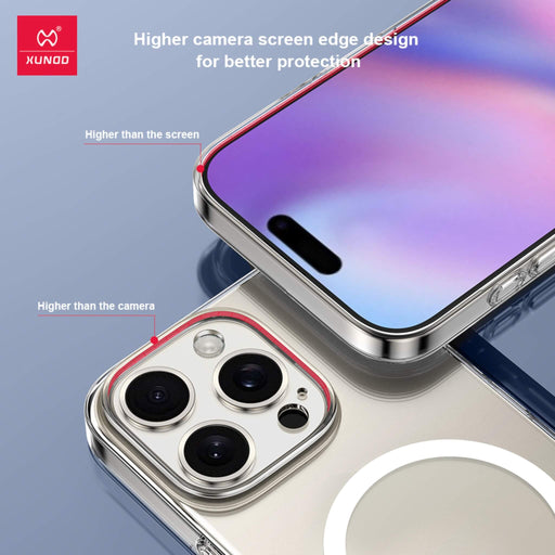 Xundd magnetic transparent case for iPhone 16 Series, wireless charging, camera protection, shockproof. TaMiMi Projects, Qatar