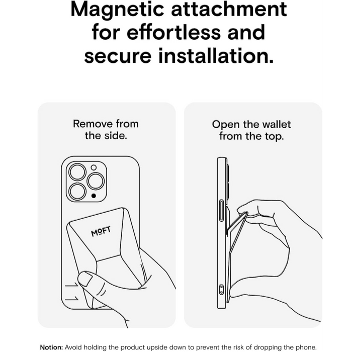 MOFT magnetic wallet stand, with angle adjustment & Magsafe. Available at TaMiMi Projects, Qatar