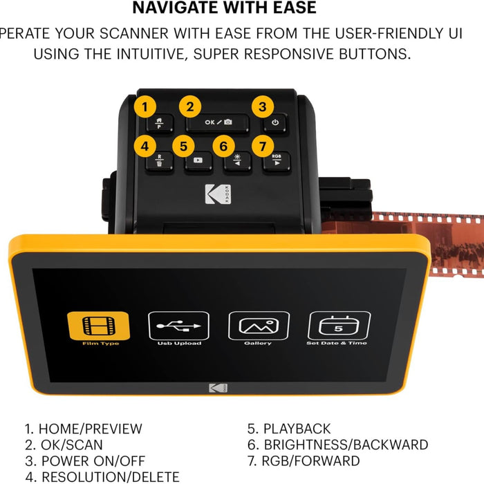 KODAK SLIDE N SCAN Film Scanner 7" LCD, Convert Color & B&W Negatives & Slides (35mm, 126, 110) to 22MP JPEGs - TaMiMi Projects, Qatar