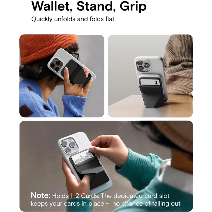 MOFT magnetic wallet stand, with angle adjustment & Magsafe. Available at TaMiMi Projects, Qatar