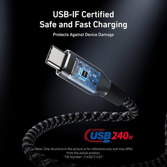 ‫كابل أنكر برايم USB-C إلى USB-C بقوة ٢٤٠ واط وطول ٦ أقدام، شحن سريع، متين وصديق للبيئة. متوفر في تميمي بروجكتس قطر.‬
