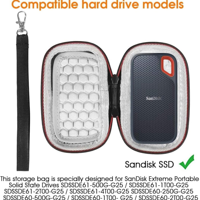 Hard Case for SanDisk Extreme Portable SSDs, 12.2x8x3.5mm, protective, portable with hand strap - TaMiMi Projects Qatar