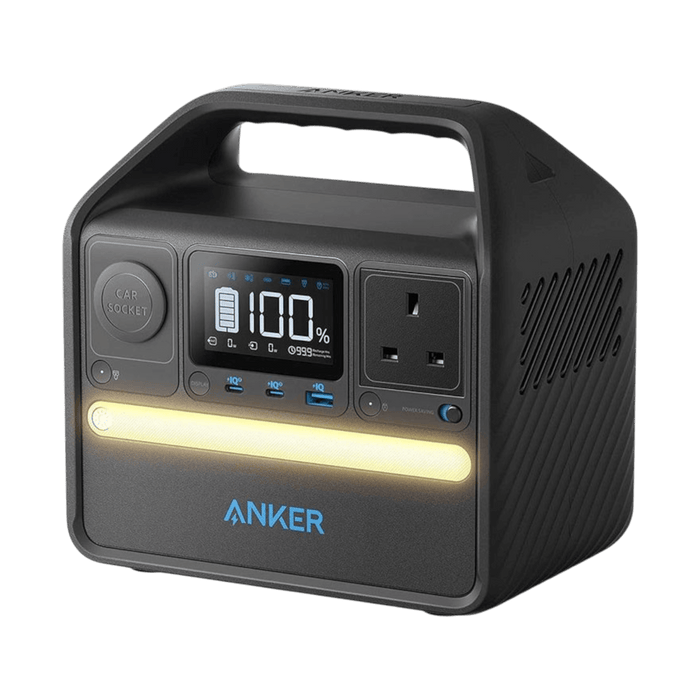 Anker Power Station with 6 ports, fast recharge, LiFePO4 battery, drop-proof design, LED light, and smart display from TaMiMi Projects Qatar.