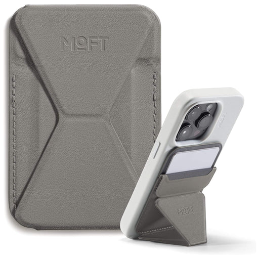 MOFT magnetic wallet stand, taupe, for iPhone 15/14/13/12, with angle adjustment & Magsafe. Available at TaMiMi Projects, Qatar