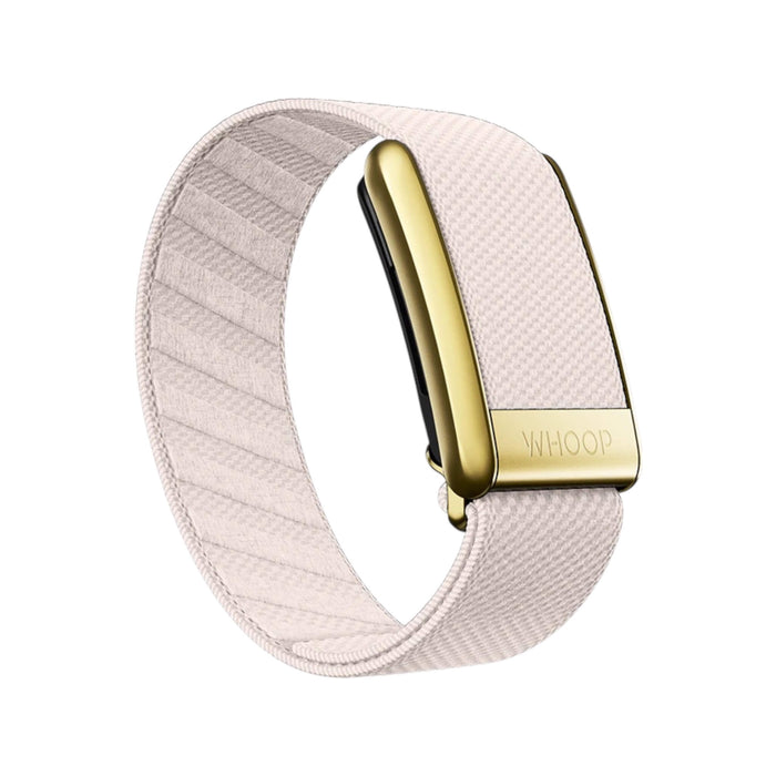 Champagne Gold SuperKnit Luxe Band for Whoop, with an elegant finish, style and comfort, available at TaMiMi Projects in Qatar.