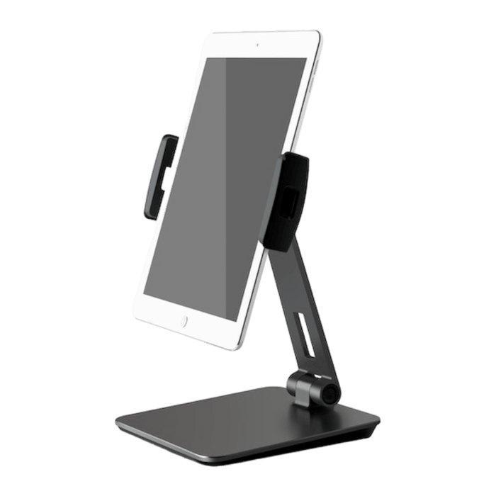 Smartphone & Tablet Stand, Aluminum Desk Mount Holder, Fit phones & tablet 3 - 13" , adjustable. Black & silver. TaMiMi Projects
