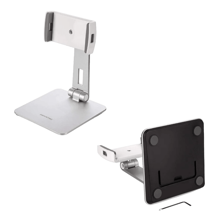 Smartphone & Tablet Stand, Aluminum Desk Mount Holder, Fit phones & tablet 3 - 13" , adjustable. Black & silver. TaMiMi Projects