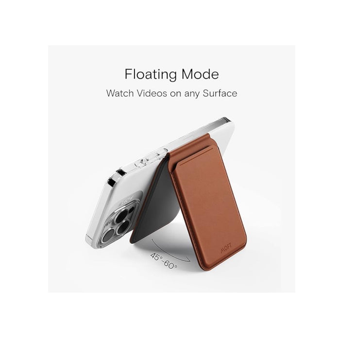 MOFT Snap Flash Wallet Stand in Brown from TaMiMi Projects in Qatar, combines wallet and phone stand with flash storage, stylish and functional.