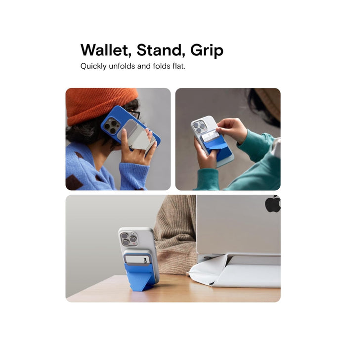 Snap-on Phone Stand & Wallet MOVAS™ - MagSafe Compatible from TaMiMi Projects in Qatar, combines a phone stand and wallet for secure, convenient use