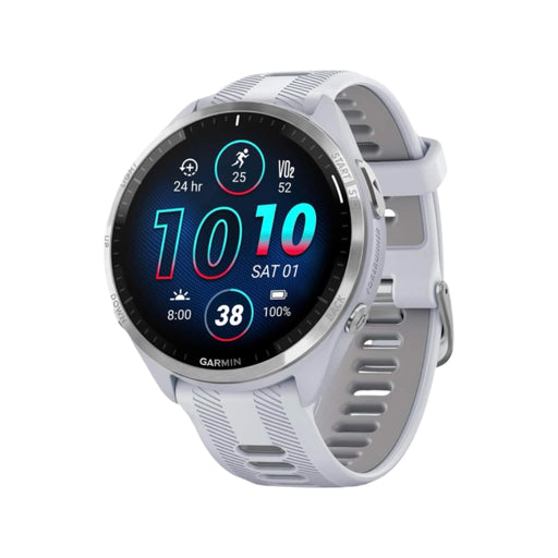 Get Garmin Forerunner® 965 Solar watch in White, 47mm, perfect for fitness enthusiasts. Get it now from TaMiMi Projects in Qatar.