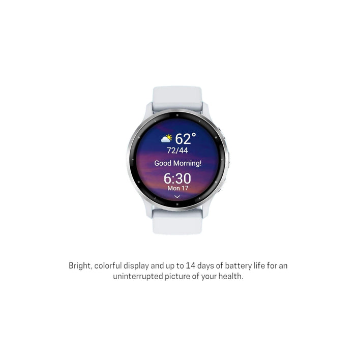Garmin Venu 3 smartwatch, silver bezel, whitestone case, silicone band from TaMiMi Projects Qatar. Stylish and advanced.