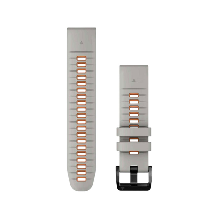 Image of Garmin QuickFit® 22mm watch band in grey with orange accents, featuring easy interchangeability, durability, and stylish design. Available at TaMiMi Projects in Qatar.