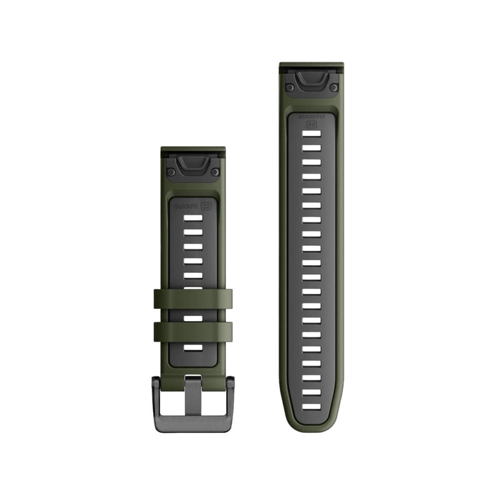 Garmin QuickFit® 22 Watch Band in Moss with Graphite Silicone, Available now at TaMiMi Projects in Qatar.