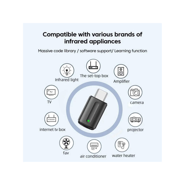 Infrared remote control adapter for iOS/Type-C, controls IR devices like TVs and ACs, from TaMiMi Projects Qatar.