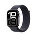 Apple Watch S10 GPS 42mm Jet Black Aluminium with Ink Sport Loop, lightweight and stylish. Available at TaMiMi Projects in Qatar.