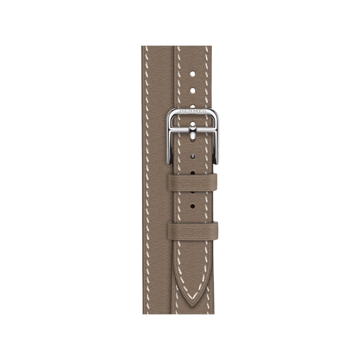 Hermès Apple Watch Band 42mm in Etoupe Attelage Double Tour, designed for elegance and comfort in Qatar from TaMiMi Projects.