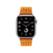 Apple Watch Hermès Band 42mm Tricot in Orange crafted for style, comfort, Hermès signature quality available at TaMiMi Projects in Qatar.