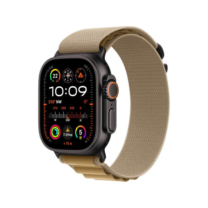 49mm Tan Alpine Loop with Black Titanium Finish, rugged design for outdoor activities, available from TaMiMi Projects in Qatar.