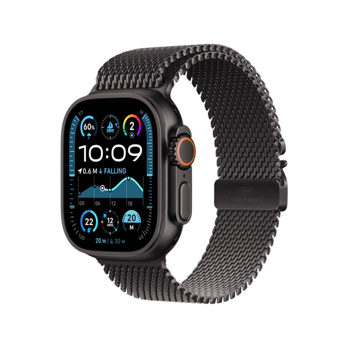 Apple Watch Ultra 2 GPS + Cellular 49mm, black titanium with black titanium Milanese Loop from TaMiMi Projects in Qatar.