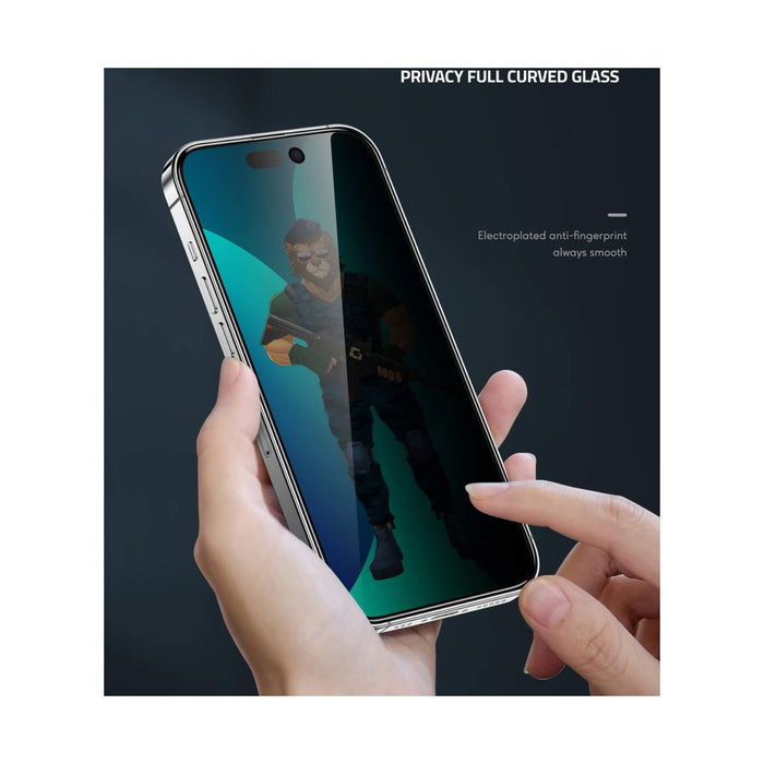 Screen Protector for iPhone 13 Pro by Green, privacy feature, protected from scratches, available at TaMiMi Projects in Qatar.