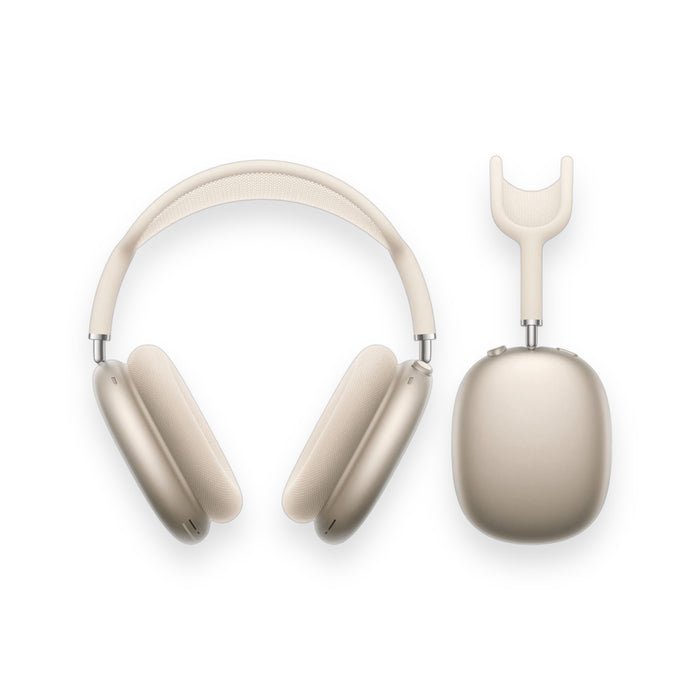 AirPods Max in Starlight color with noise cancellation, spatial audio, and dynamic head tracking from TaMiMi Projects in Qatar.