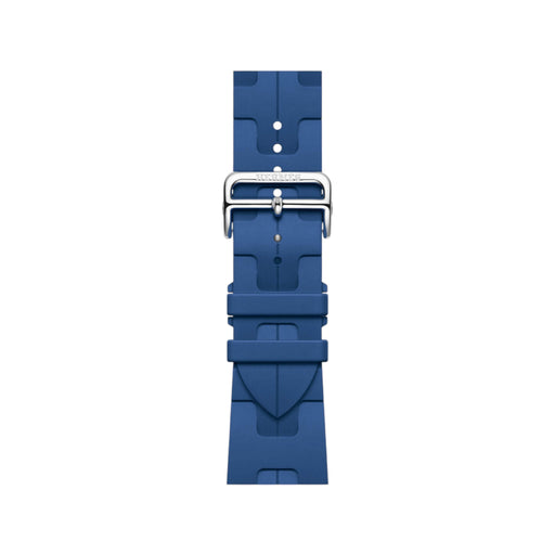 ‏Sporty Hermès band from TaMiMi Projects Qatar. Soft, waterproof rubber with H motif and buckle. Fits Apple Watch 44/45/46/49 mm.