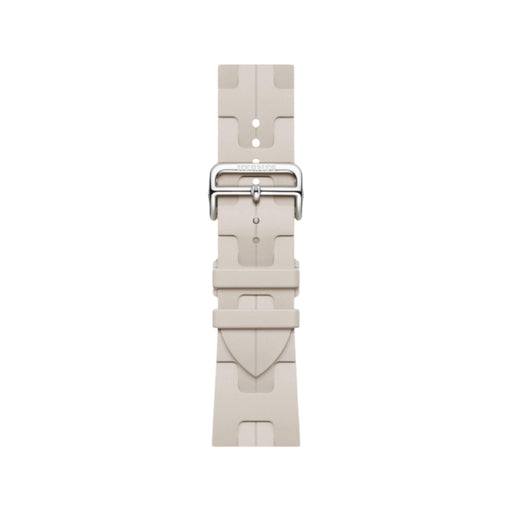 ‏Sporty Hermès band from TaMiMi Projects Qatar. Soft, waterproof rubber with H motif and buckle. Fits Apple Watch 44/45/46/49 mm.