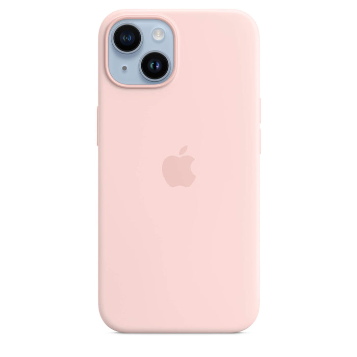 Apple Silicone Case with MagSafe for iPhone 14 - soft-touch, microfiber lining, magnetic alignment, fast charging. Available at TaMiMi Projects, Qatar.