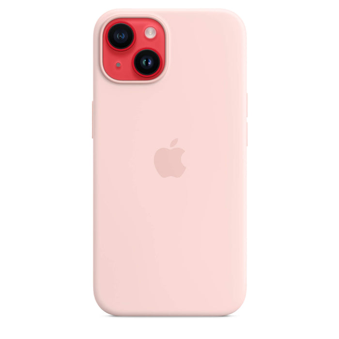 Apple Silicone Case with MagSafe for iPhone 14 - soft-touch, microfiber lining, magnetic alignment, fast charging. Available at TaMiMi Projects, Qatar.