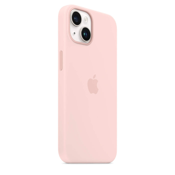 Apple Silicone Case with MagSafe for iPhone 14 - soft-touch, microfiber lining, magnetic alignment, fast charging. Available at TaMiMi Projects, Qatar.