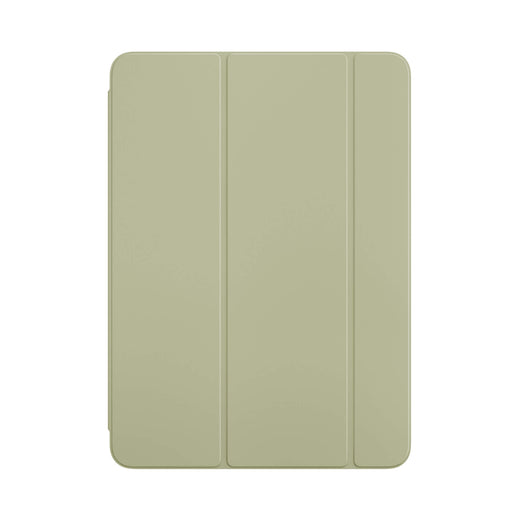 Sage-colored Apple Smart Folio case for iPad Air 11-inch (M4), partially open to reveal the screen and the soft interior lining that protects the display.