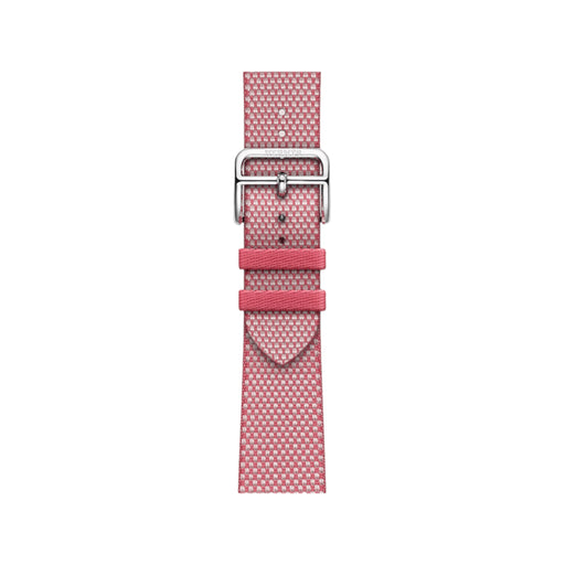 Hermès Apple Watch Band 41mm - Rose Framboise / Écru Toile H, stylish 41mm double-wrap band in pink and cream. TaMiMi Projects, Qatar.