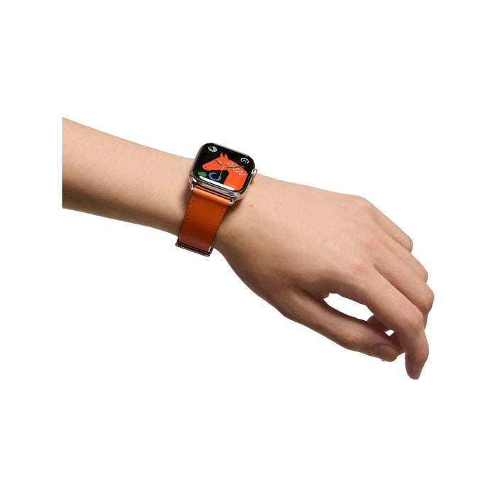 Get Apple Apple Watch Hermès S9 Silver Stainless Steel Case with Single Tour - Orange - 45mm in Qatar from TaMiMi Projects