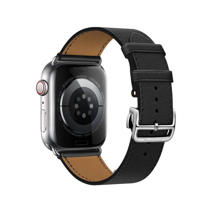 Get Hermès Apple Watch Hermès - Noir Swift Leather Single Tour Deployment Buckle - 45mm in Qatar from TaMiMi Projects