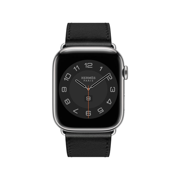 Get Hermès Apple Watch Hermès - Noir Swift Leather Single Tour Deployment Buckle - 45mm in Qatar from TaMiMi Projects