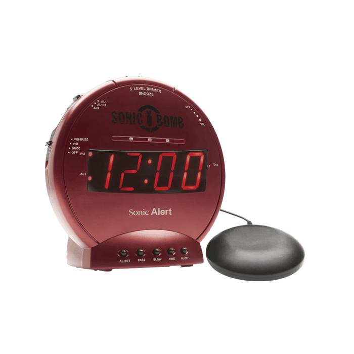 Sonic Bomb alarm clock with super shaker, loud sound, and vibration, perfect for heavy sleepers from TaMiMi Projects in Qatar.