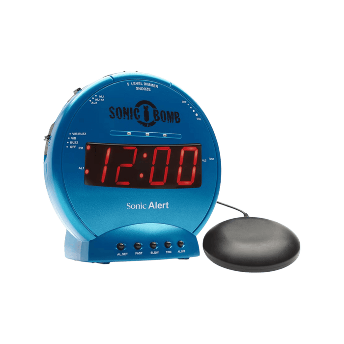 Sonic Bomb alarm clock with super shaker, loud sound, and vibration, perfect for heavy sleepers from TaMiMi Projects in Qatar.