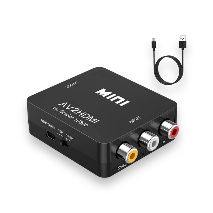 ‫محول AV إلى HDMI صغير مع ترقية إلى 1080p، سهل التركيب لتوصيل الأجهزة القديمة بشاشات حديثة - تميمي بروجكتس قطر.‬