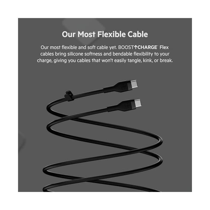 Belkin USB-C Cable, 60W, 300 cm, durable, efficient cable for fast charging, data transfer, available at TaMiMi Projects in Qatar.
