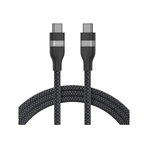 Anker USB-C to USB-C cable, 240W power, 6ft length, available in black from TaMiMi Projects in Qatar.