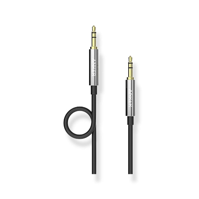 Anker 3.5mm premium auxiliary audio cable, 1.2m length, perfect for connecting devices, available at TaMiMi Projects in Qatar.