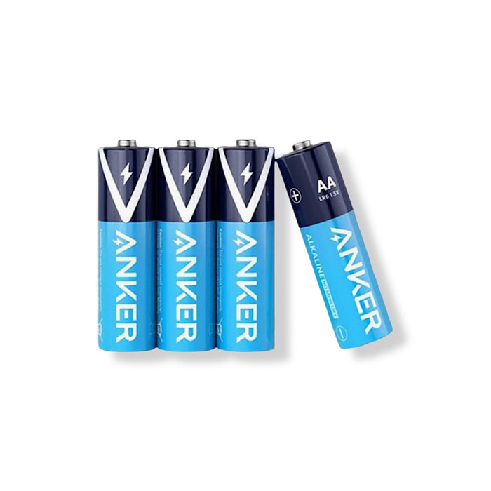 Anker AA alkaline batteries, 4-pack, long-lasting and suitable for various devices, available from TaMiMi Projects in Qatar.