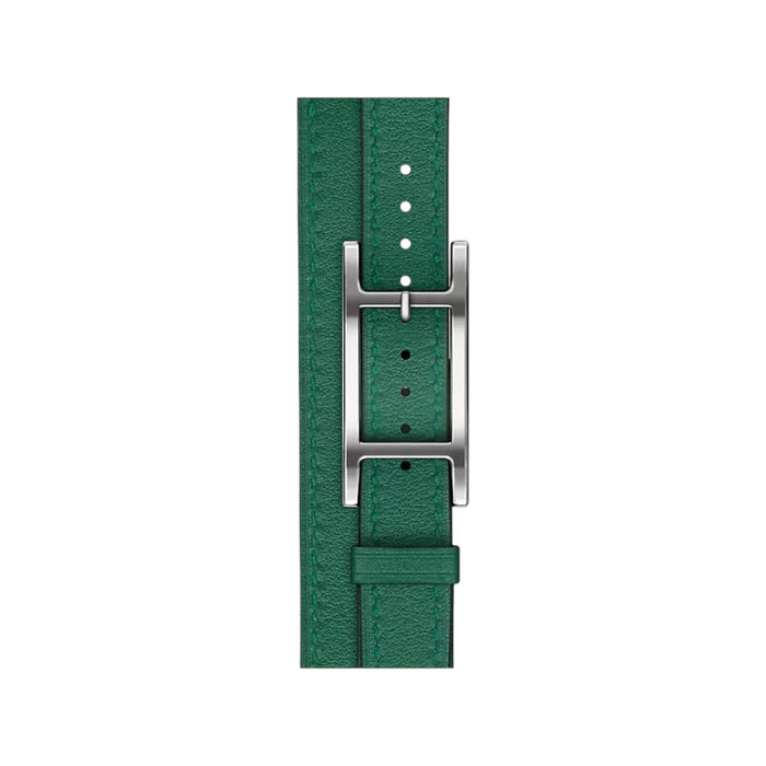 Apple Watch Hermès Double Tour 42mm Hapi Attelage bracelet in Vert Moyen leather, elegant design, at TaMiMi Projects in Qatar.