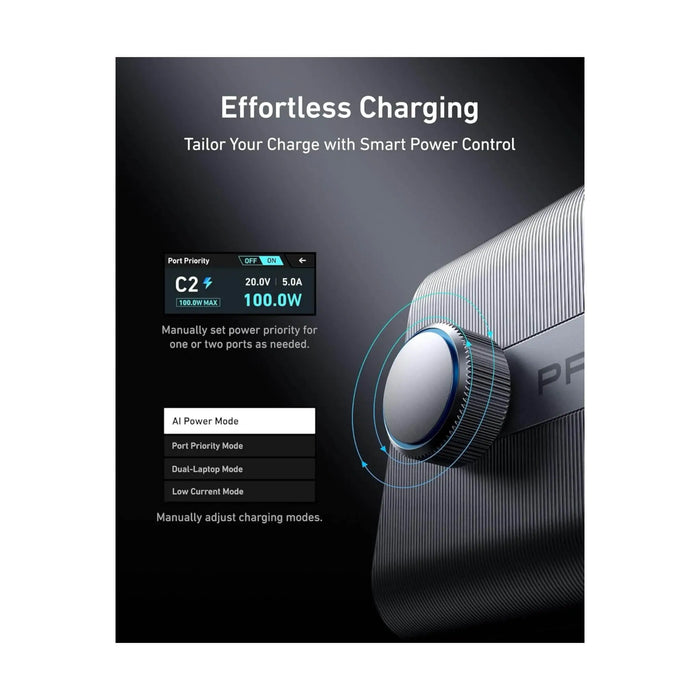Anker Prime 250W GaN 6-Port Charger with LCD display, ideal for fast charging MacBook, iPhone, and more - TaMiMi Projects Qatar.