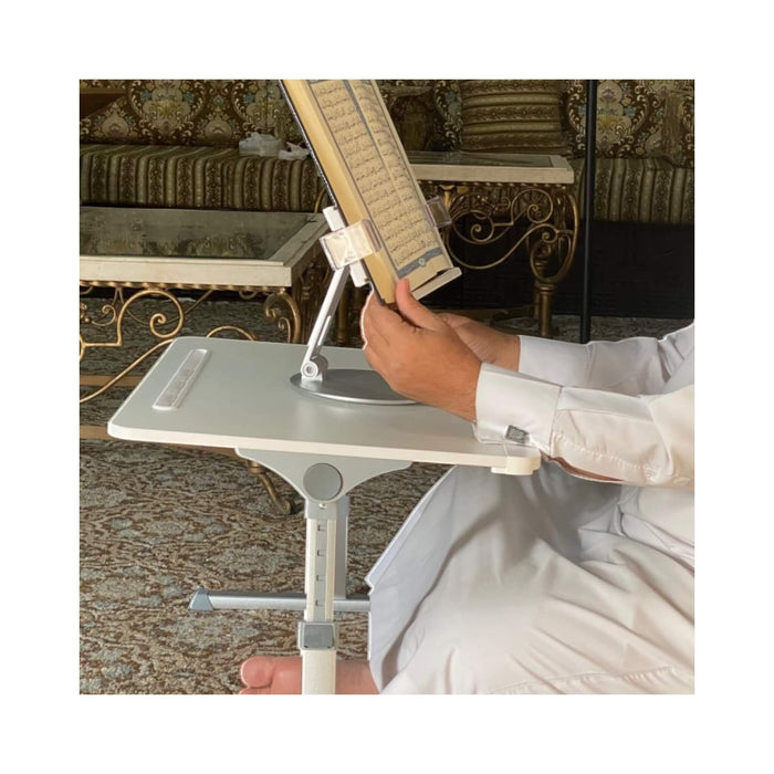 book stand with 360° swivel base, adjustable height, ideal for books, tablets, and more. Available at TaMiMi Projects, Qatar.